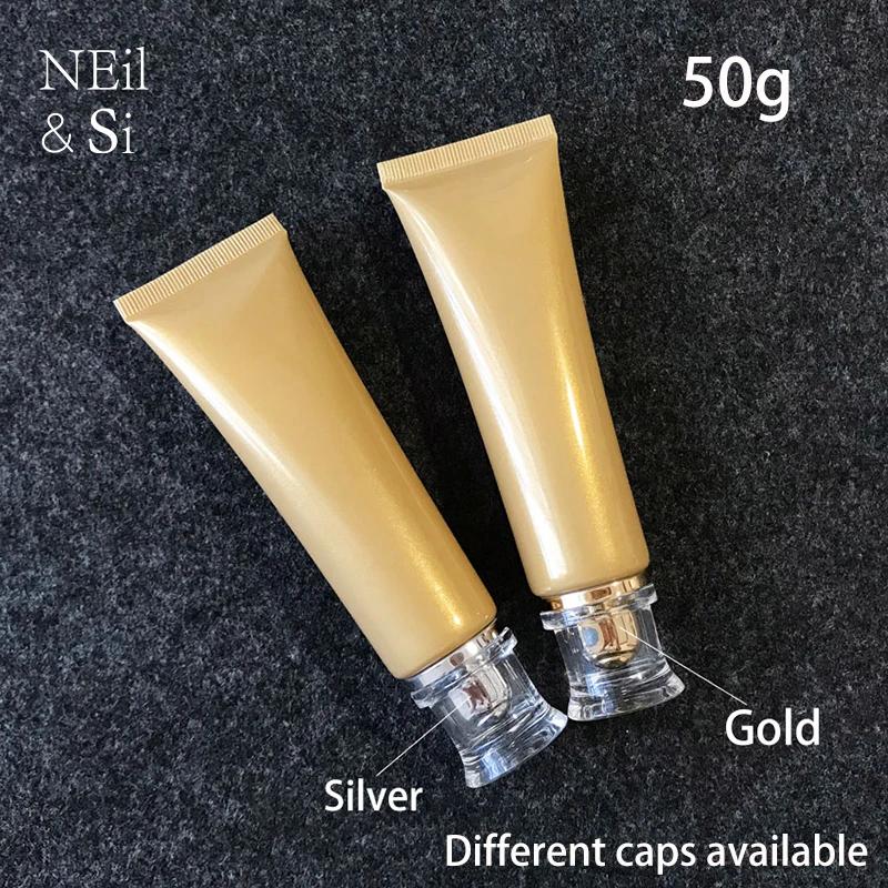 

50ml Gold Plastic Soft Bottle 50g Facial Cleanser Hand Cream Squeeze Tube Concealer Foundation Lotion Bottle Free Shipping