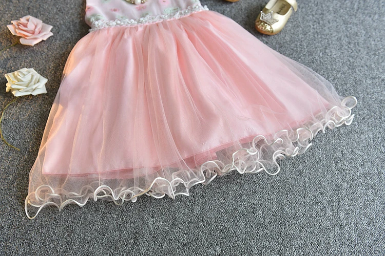 girl beach floral dresses girls pink tutu frill dance princess dress kids summer clothes sleeveless ruffle flounce party cloth (12)