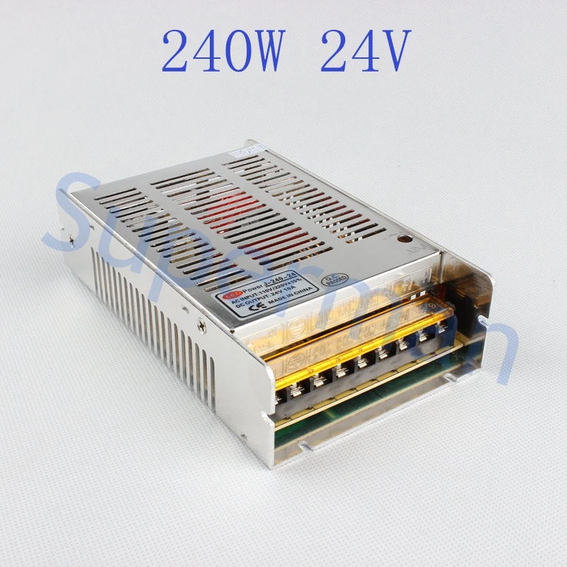 

High quality new model Strip 240W 24V 10A Switching Power Supply Silver LED AC 110-220V Input to DC 24V