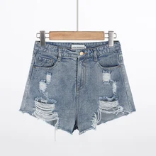 Из России наивысшего качества 5XL женский синий высокая талия джинсовые шорты для женщин; большие размеры джинсовые шорты с дырками джинсовые шорты с прорехами для маленьких детей