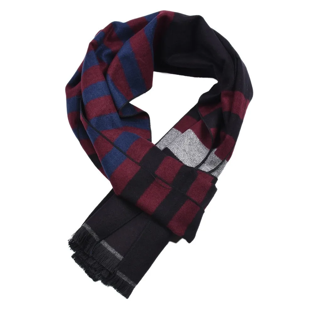 Высококачественная классическая Повседневная зимняя мужская классическая шаль с бахромой в полоску с кисточками, Длинный мягкий теплый шарф для зимы, хлопковый смешанный