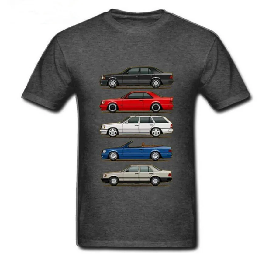

New 2019 Stack of Mercedes W124 E Class Men T Shirts Round Collar Tops Short Sleeve O-neck tshirt men Youth Car styling T-shirt