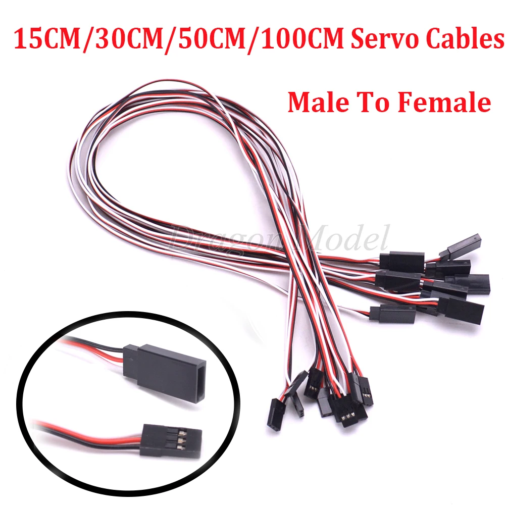 

150mm 300mm 500mm 1000mm Servo Extension Lead Wire Cable 15cm 30cm 50cm 100cm Servo Cable For RC JR Male to Female 10pcs