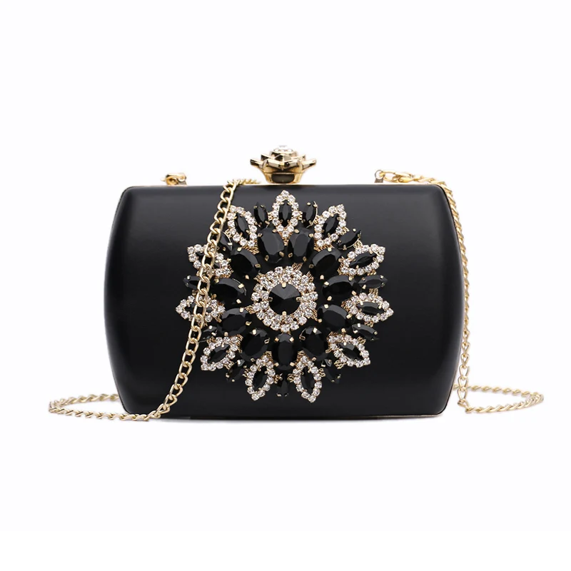 Обувь с украшением в виде кристаллов клатч для Для женщин сумка через плечо модные стразы Свадебные клатч Сумочка эксклюзивная Сумки bolso mujer ZD1332 - Цвет: Black