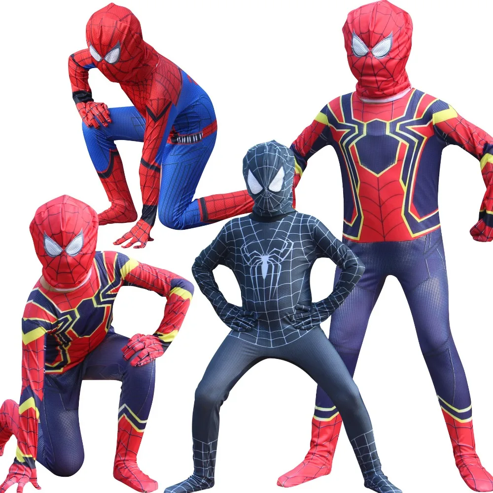 2018 Halloween Children's Cosplay Costume Superman Spiderman Kids Costume Bodysuit Cloak Mask Cosplay Accessories For Boys Girls