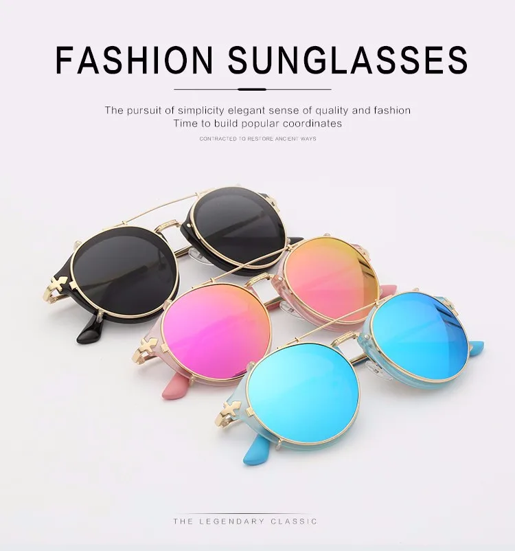 JackJad 2021 Fashion Style SteamPunk Clamshell Removable Sunglasses Vintage Retro Brand Design Sun Glasses Oculos De Sol Gafas