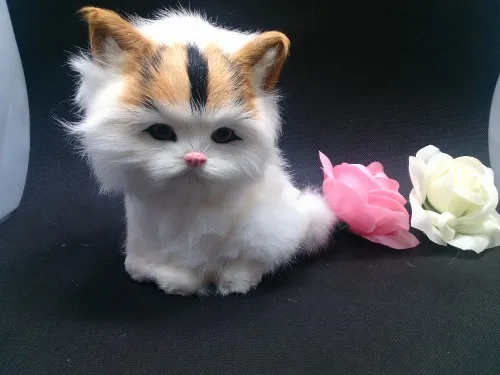 

Модель с имитацией кота, полиэтилен и МЕХ 15x14 см, игрушка, реквизит, украшение для дома, рождественский подарок w4170