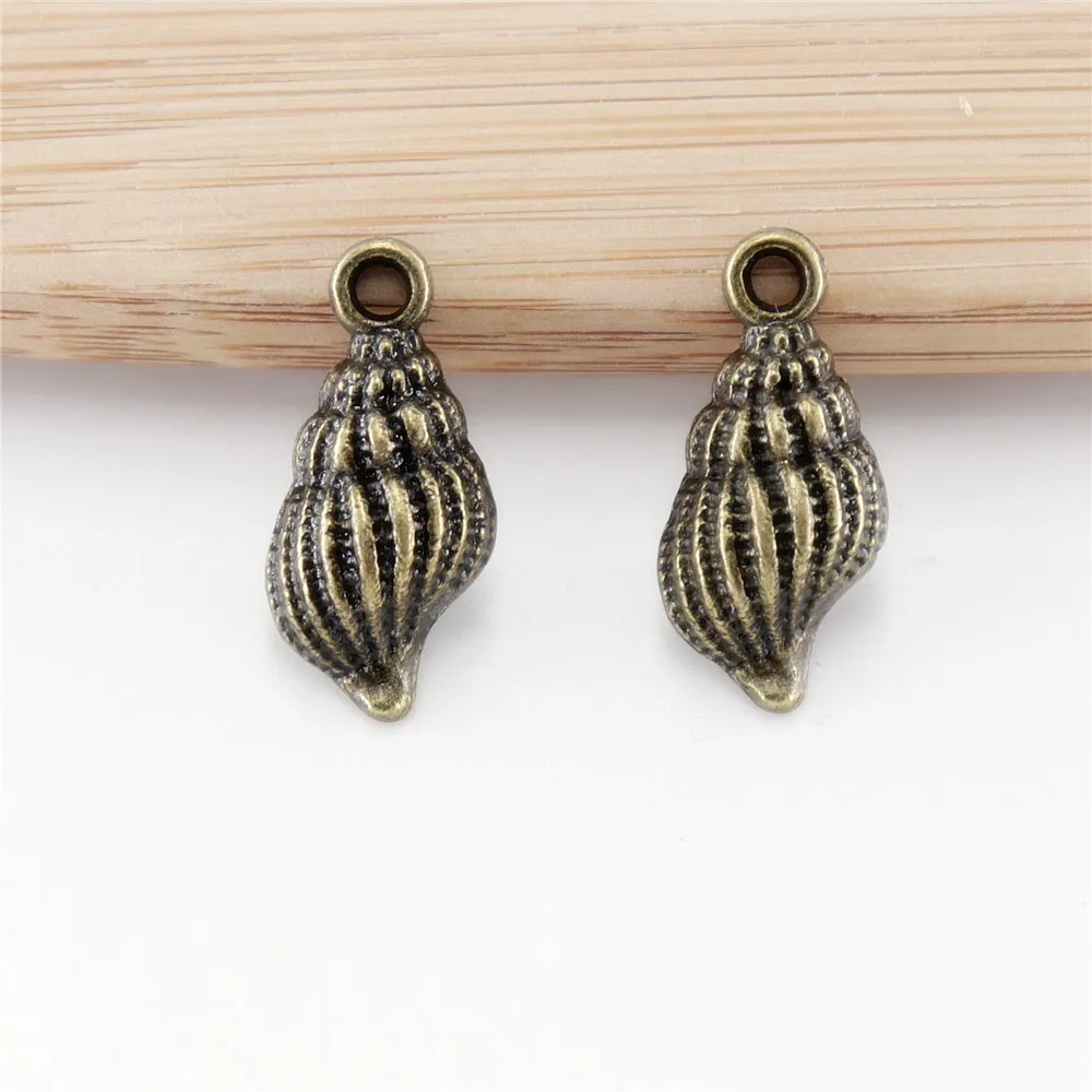 

Wholessale 100pcs/lot antique bronze charms conch pendants for DIY metal jewelry making