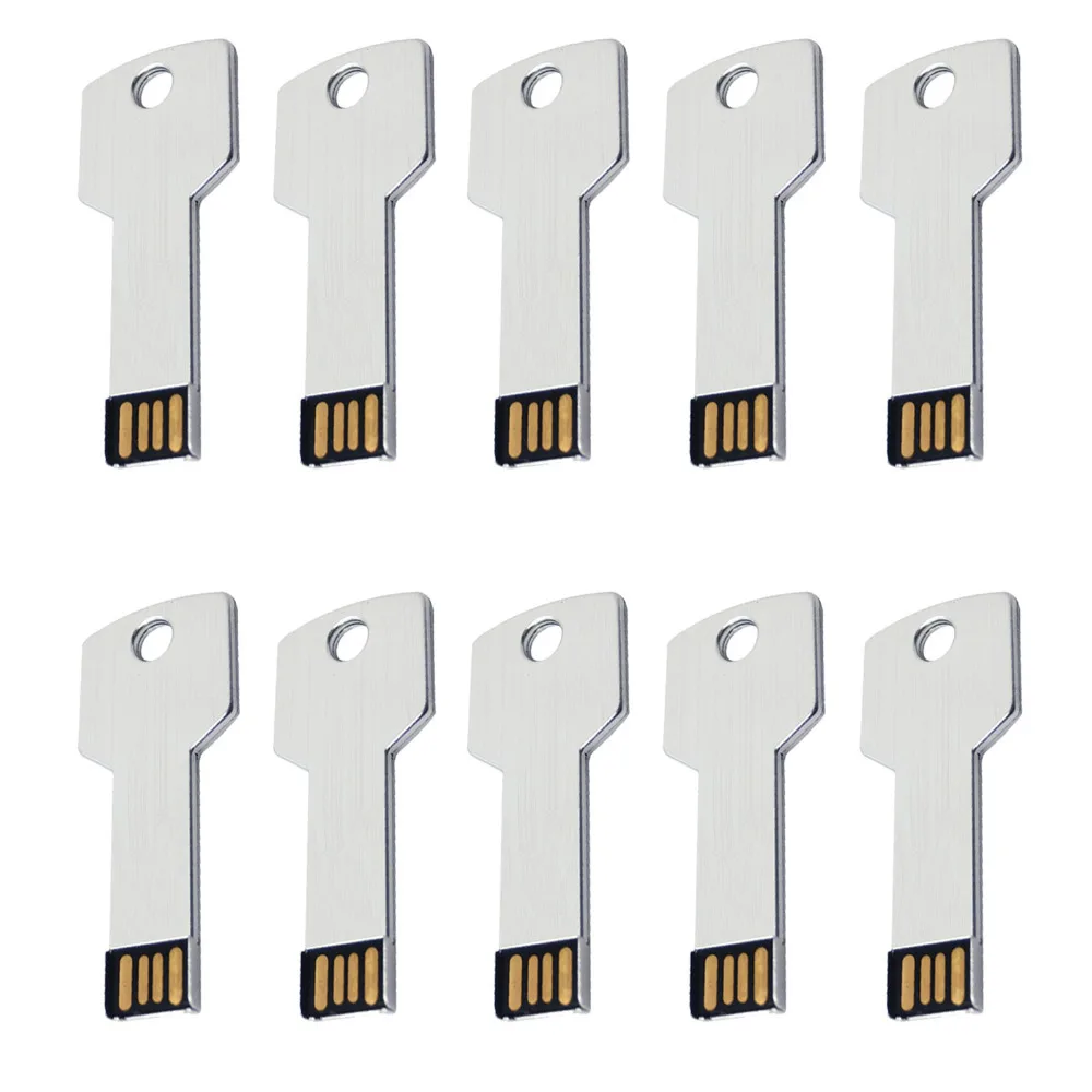 

J-boxing Silver 10PCS USB Flash Pen Drive Key Shape Pendrives 1G 2G 4G Thumb Memory Stick USB Stick for PC Tablet Mac 8G 16G 32G