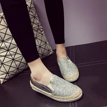 2016 Spring Fall Women Shoes Flat Shoes Gold Black Sliver Pink Loafers Shoes a Pedal Lazy Single Shoes For Women M4.5