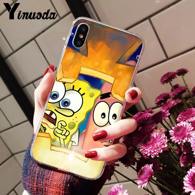 Yinuoda SpongeBob SquarePants Sponge Bob Cute Phone Accessories Case for iPhone 8 7 6 6S Plus X XS MAX 5 5S SE XR Cellphones