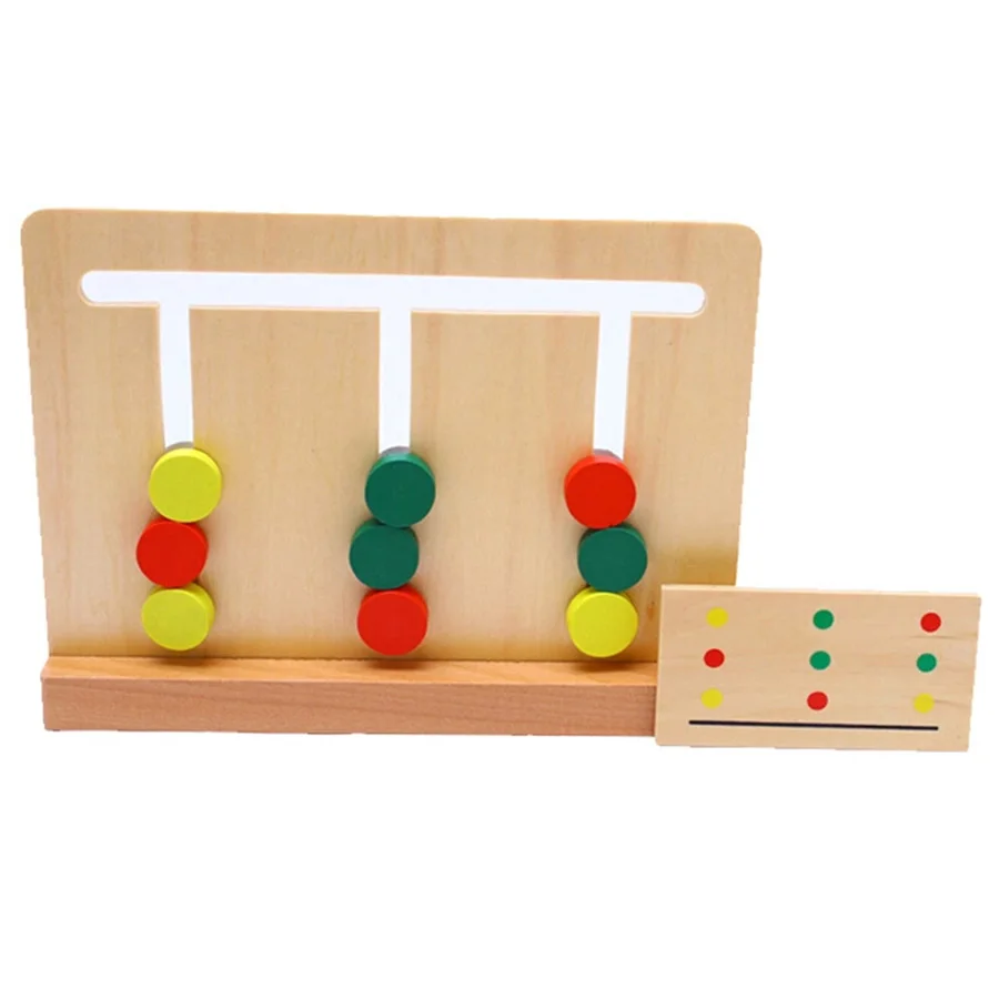 Baby Toy Montessori Wooden Toy Teaching Three Color Sorting Array Game for Early Childhood Education Preschool Training Learning