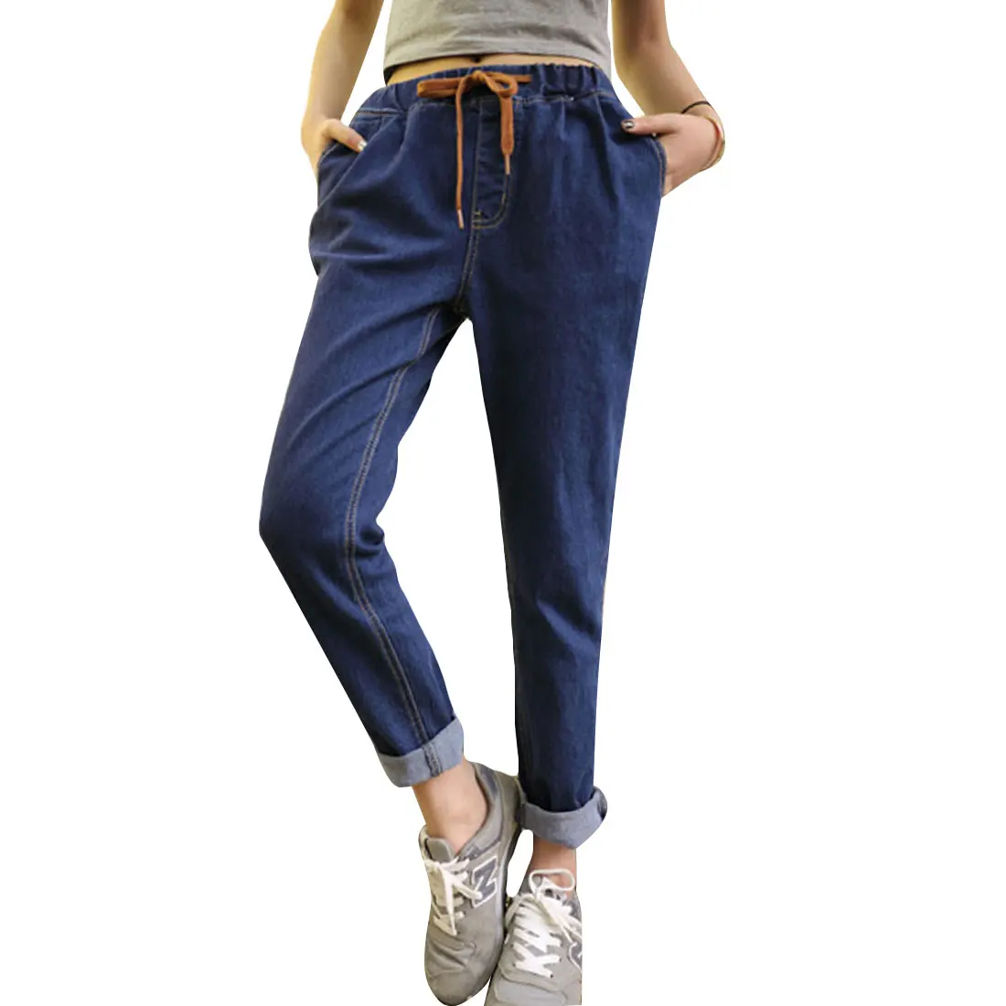

Plus Size Women's Jeans 2017 High Elastic Waist Summer Good Quality Harem Pants Jeans Casual Streetwear Leisure Denim Trousers