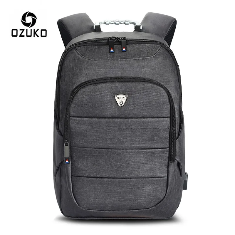 OZUKO, новинка, Мужской 15 дюймовый рюкзак для ноутбука, usb зарядка, мужские рюкзаки, школьный ранец, водоотталкивающий, женские дорожные сумки для подростков, Mochila