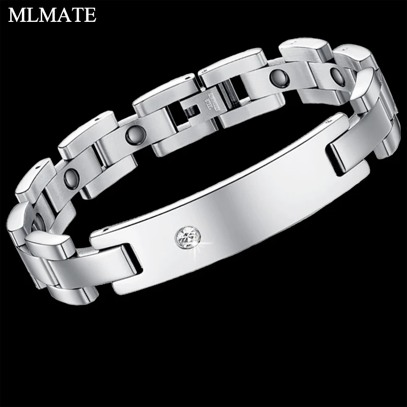 

Mens Womens Czech Crystal Titanium Magnetic Therapy Bracelet Pain Relief for Arthritis and Carpal Tunnel