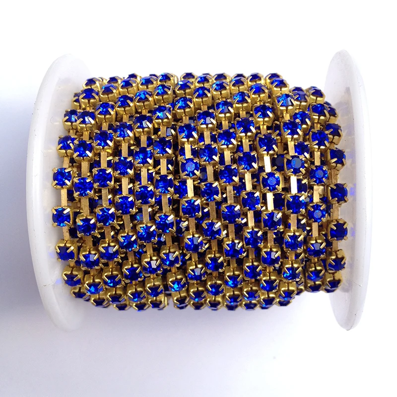 Sew on Crystal Rhinestones Chain SS6 to SS38 10 yards/roll Gold Base