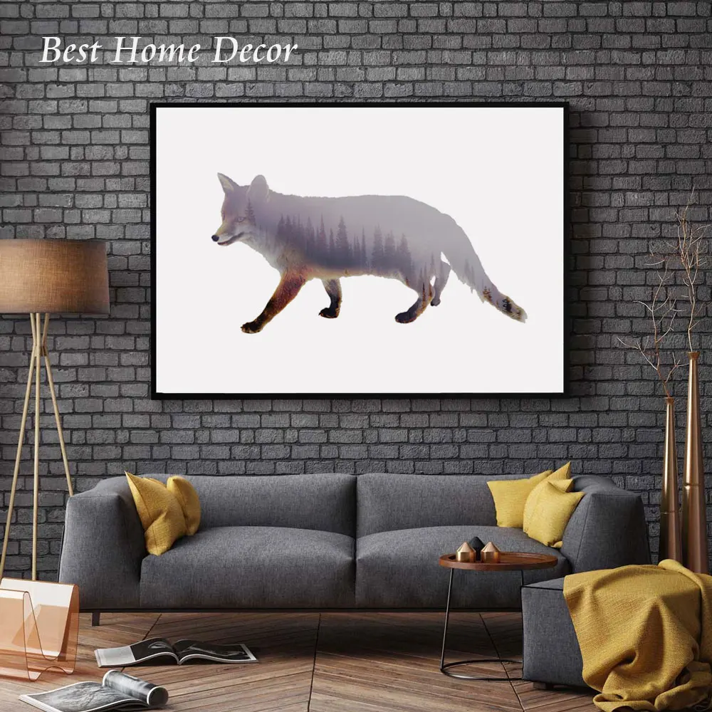 Fox Poster Wall Art Home Decoration Forest Art Lovely Animal Decal Wall