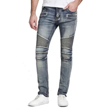 Мужские джинсы, дизайнерские, модные, Подиумные, тонкие, байкерские, мотоциклетные джинсы для мужчин, хорошее качество, E5050