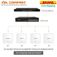 Wi-Fi чехол для аэропорта 24 порта 10/100/1000 Мбит/с Poe коммутатор+ Poe Gigabit core шлюз+ 4 шт. 2200 Мбит/с потолок AP wifi маршрутизатор