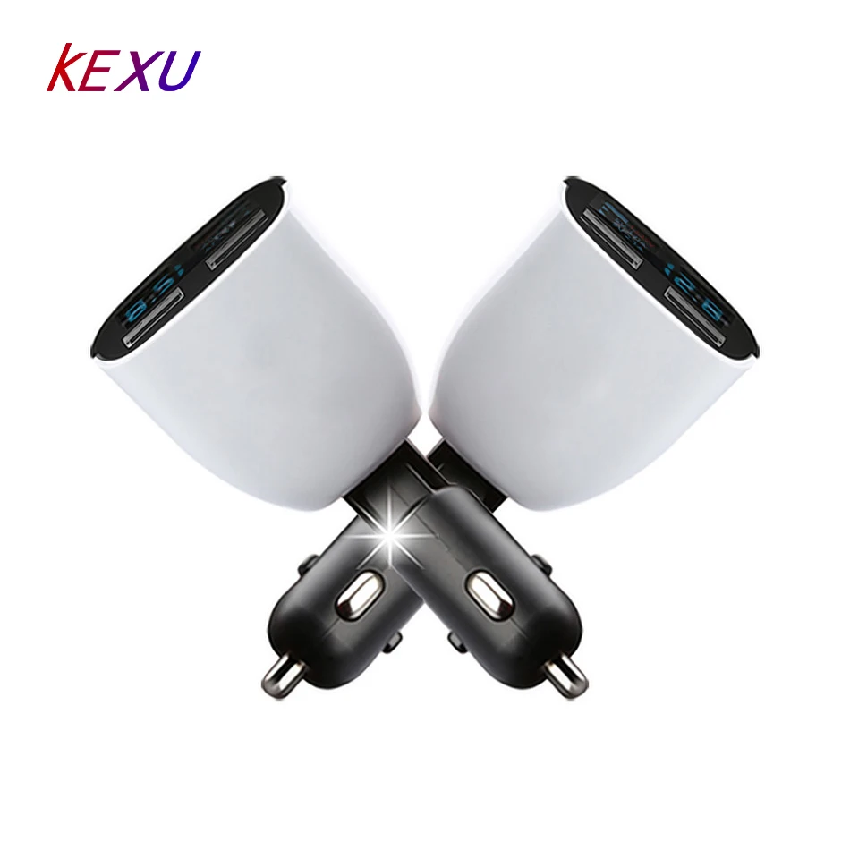 KEXU Dual USB Universal Car Charger 5V 3.4A Voltage Diagnostic LED Screen Car-Charger 2.4A+1A For Mobile Phone | Мобильные телефоны