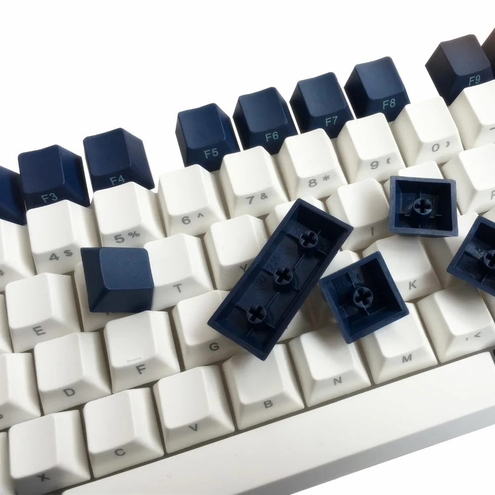 Клавиши PBT с боковой печатью набор клавиш ANSI ISO Cherry MX темно синего цвета для 61 68
