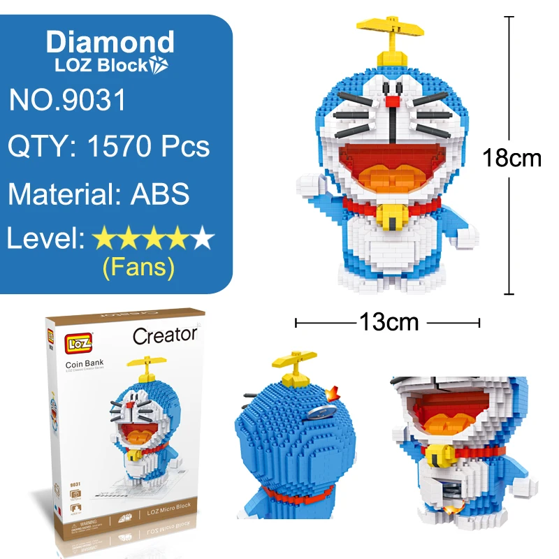 LOZ Doraemon копилка строительные блоки примитивный человек фигурка игрушки Фигурки