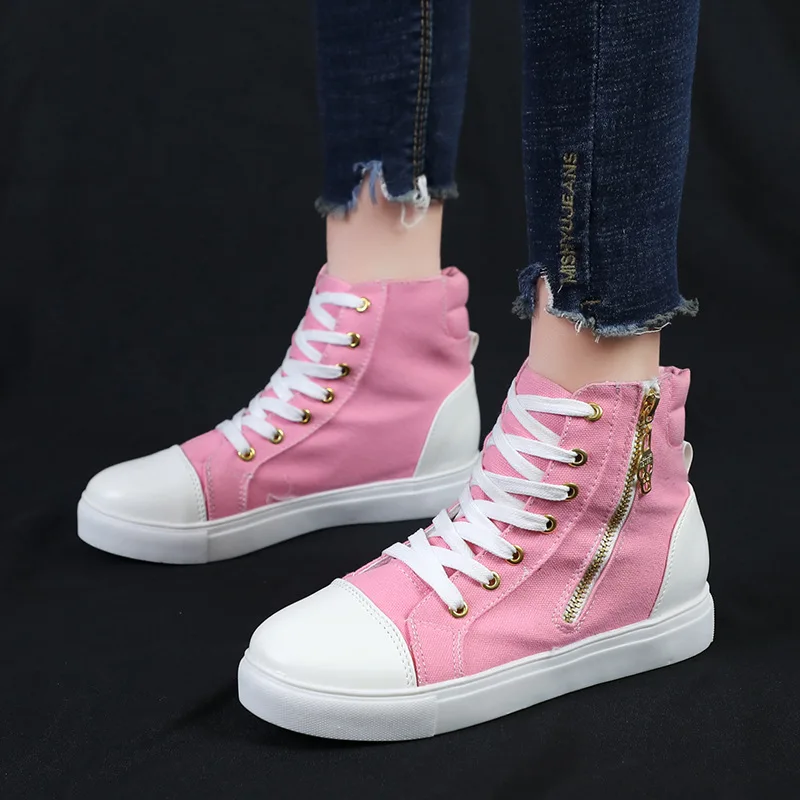 

Spring and autumn new high-top canvas shoes ladies casual shoes with women's shoes