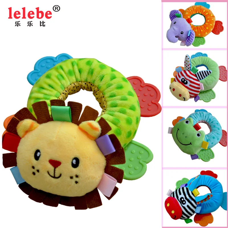 

baby toys 0-12 mont juguetes bebe Elephant Lion Frog animals Stuffed plush toys Baby Stroller Rattle toys dolls with teether 1PC