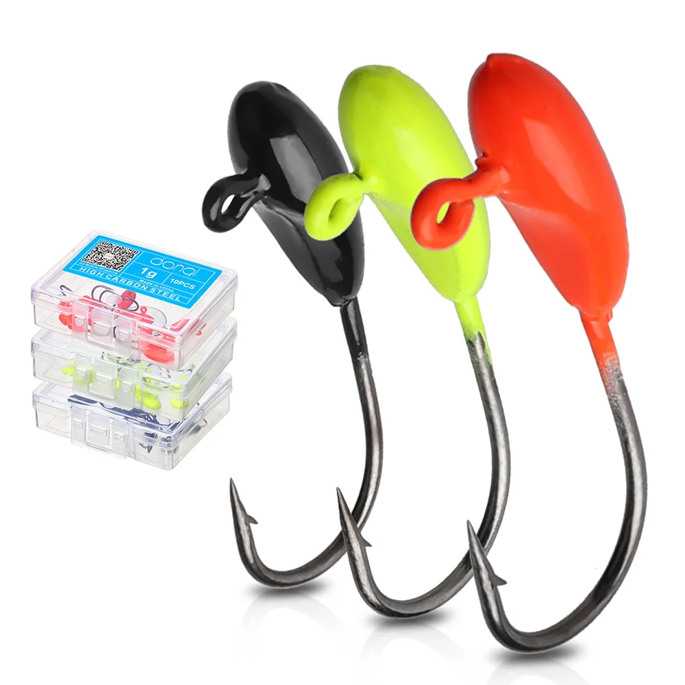 

DONQL 5/10pcs Jig Head Fishing Hooks 1.1g 22mm Mini Barbed Single Lead Fishhook For Soft Lure Baits Carp Fishing Accessories