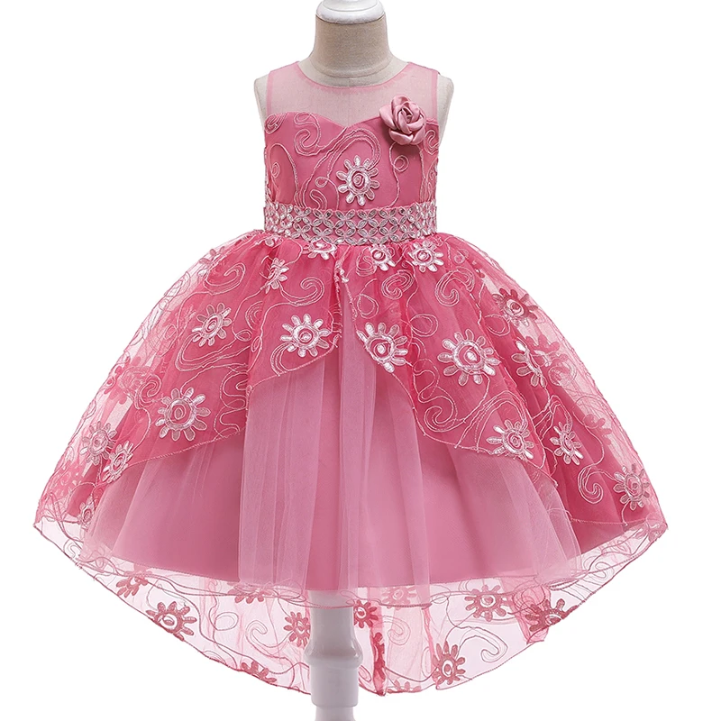 Новое поступление года, Летнее нарядное платье для девочек Сетчатое платье принцессы с цветочным рисунком Детские торжественные платья с блестками для девочек, детское свадебное платье