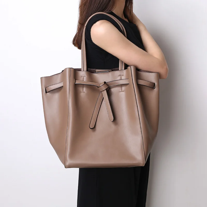 Женская сумка на плечо, Женская Повседневная Сумка-тоут, сумка для покупок, высокое качество, спилок, с узлом, дизайнерская роскошная сумка - Цвет: Khaki