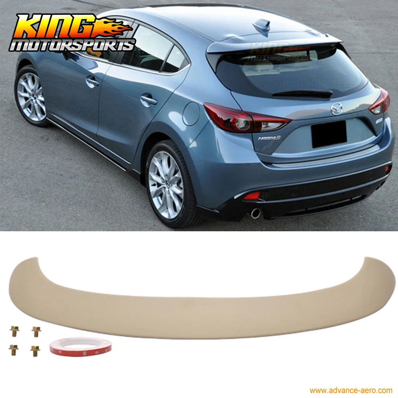 Fit 14 16 Mazda 3 Hatchback OE Style Unpainted Roof Spoiler ABS