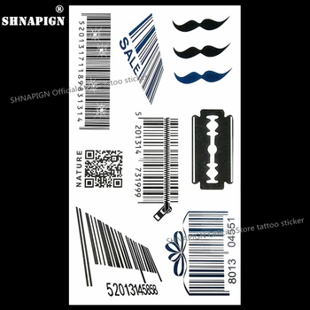

SHNAPIGN Moustache QR code Temporary Tattoo Body Art Arm Flash Tattoo Stickers 17*10cm Waterproof Fake Henna Painless Sticker