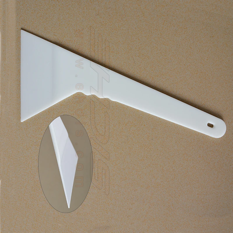 EHDIS White Long Handle Squeegee with Flat Edge for Carbon Film Vinyl Car Wrap Window Tint Plastic Scraper Sticker Tuck Tools