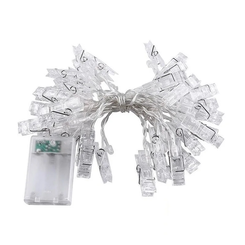 Гирлянда с клипсой для фото 3 м светодиодная разноцветными кристаллами вечерние