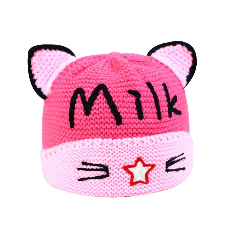Cartoon Knitting Baby Winter Hat Velvet Warm Baby Boys Beanie With Cat Ears Crochet Pattern Infant Beanie For Baby Girls New (1)