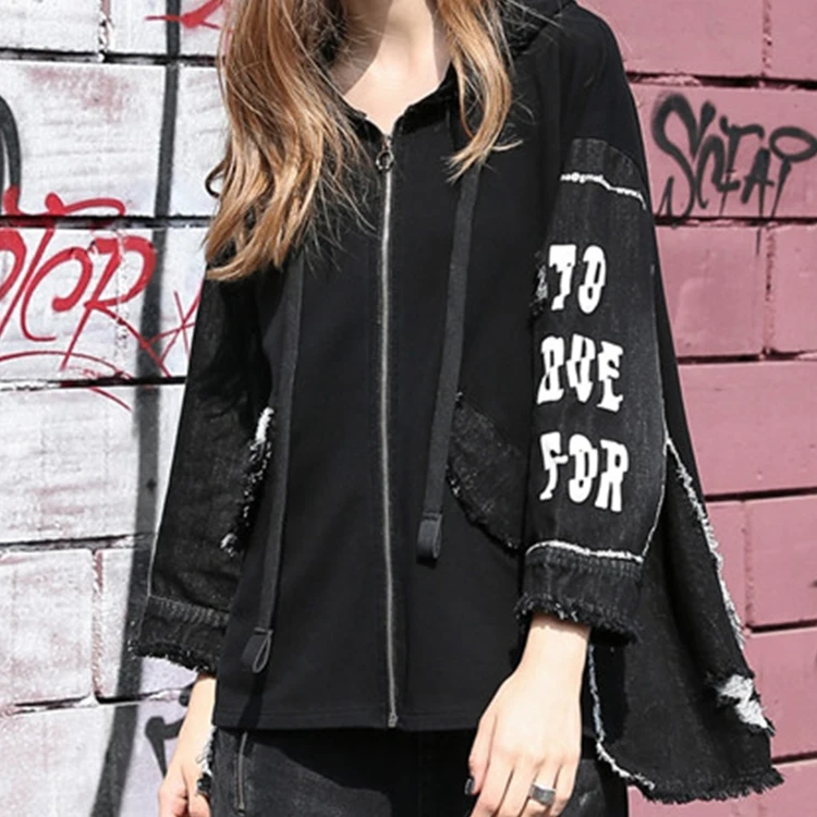 Max LuLu, весна, модная Корейская женская панк ветровка, женская джинсовая куртка с капюшоном, одежда с принтом, женское джинсовое пальто, Jaqueta