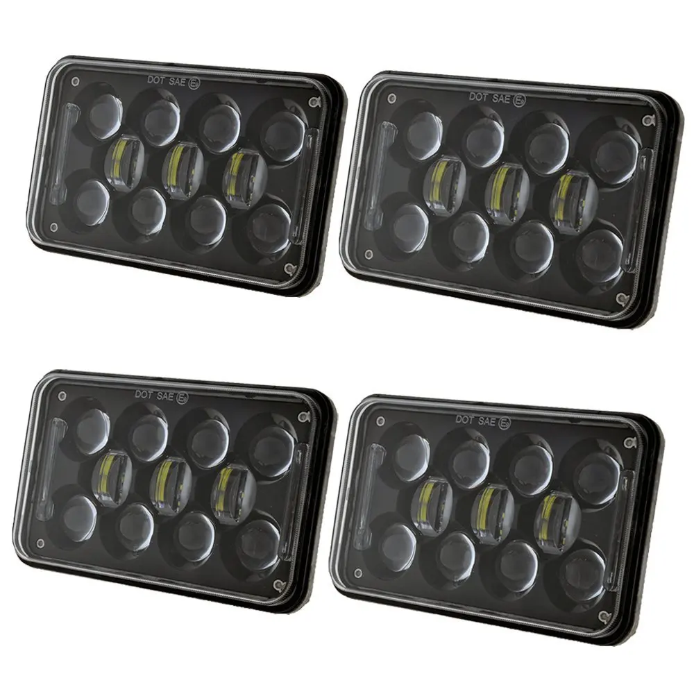 4x6 inch 60W LED Headlights Rectangular Replacement H4651 H4652 H4656 H4666 H6545 with DRL for Peterbil Kenworth Freightinger Ford Probe Chevrolet Oldsmobile