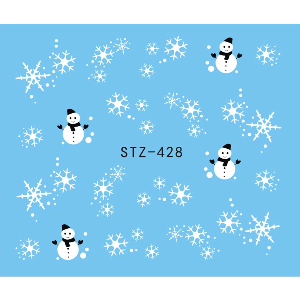 1 лист, наклейки для ногтей, рождественские, белые, черные, снежинки, снеговик, зимние наклейки для ногтей, украшения, инструменты для маникюра, слайдер, JISTZ428