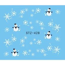 1 лист, наклейки для ногтей, рождественские, белые, черные, снежинки, снеговик, зимние наклейки для ногтей, украшения, инструменты для маникюра, слайдер, JISTZ428