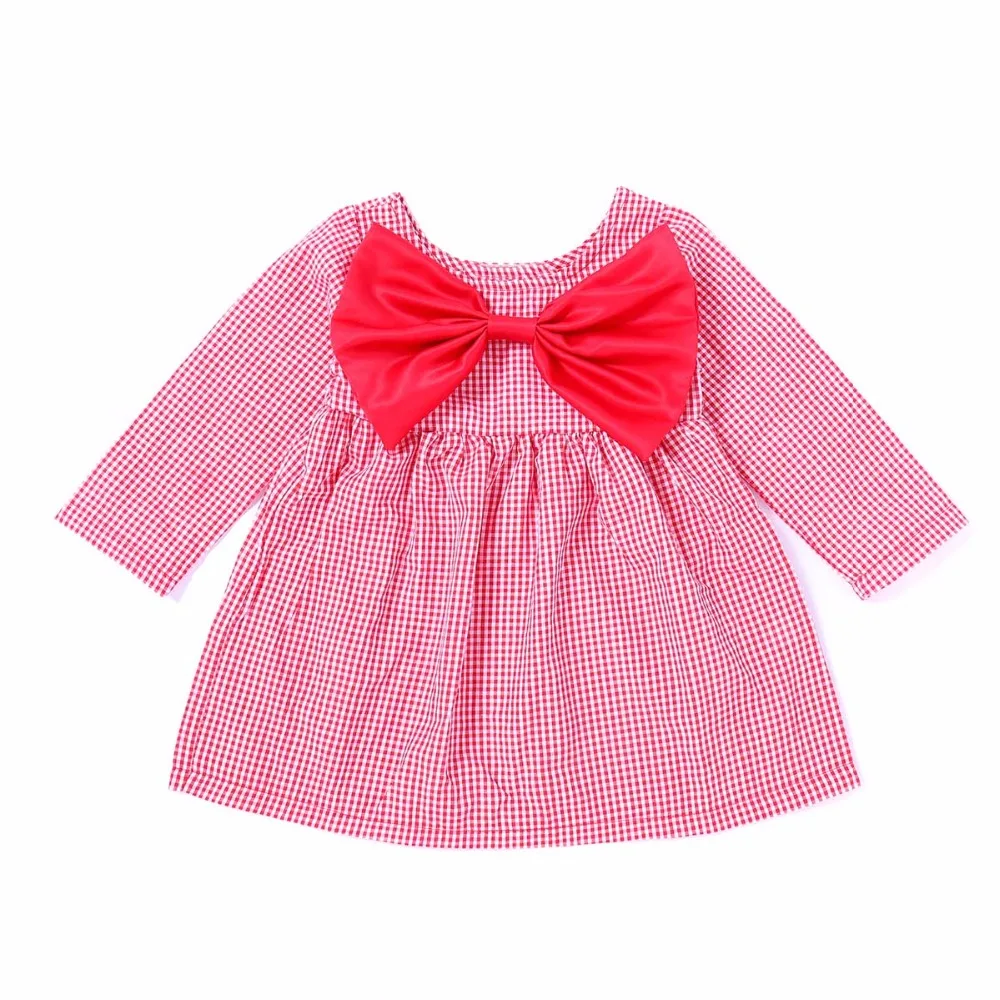 Нарядные платья в клетку для маленьких девочек vestido infantil детское платье с бантом