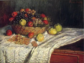 

High quality Oil painting Canvas Reproductions Fruit Basket with Apples and Grapes (1879) by Claude Monet hand painted