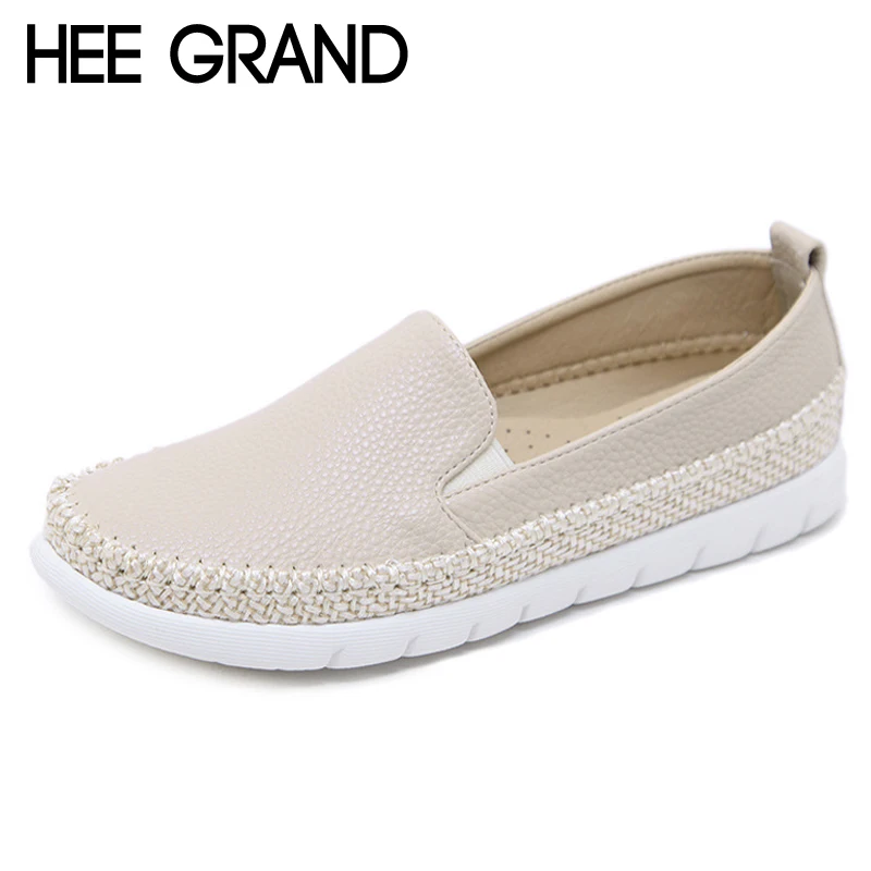 

HEE GRAND Straw Weave Loafers Platform Shoes Woman Slip On Flats Casual Comfort Creepers Women Shoes Plus Size 35-42 XWD7083