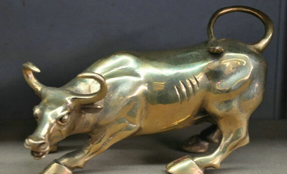 

xd 003428 7 China Bronze Copper Animal Cow Bull Wild Ox Buffalo Cattle Sculpture Statue
