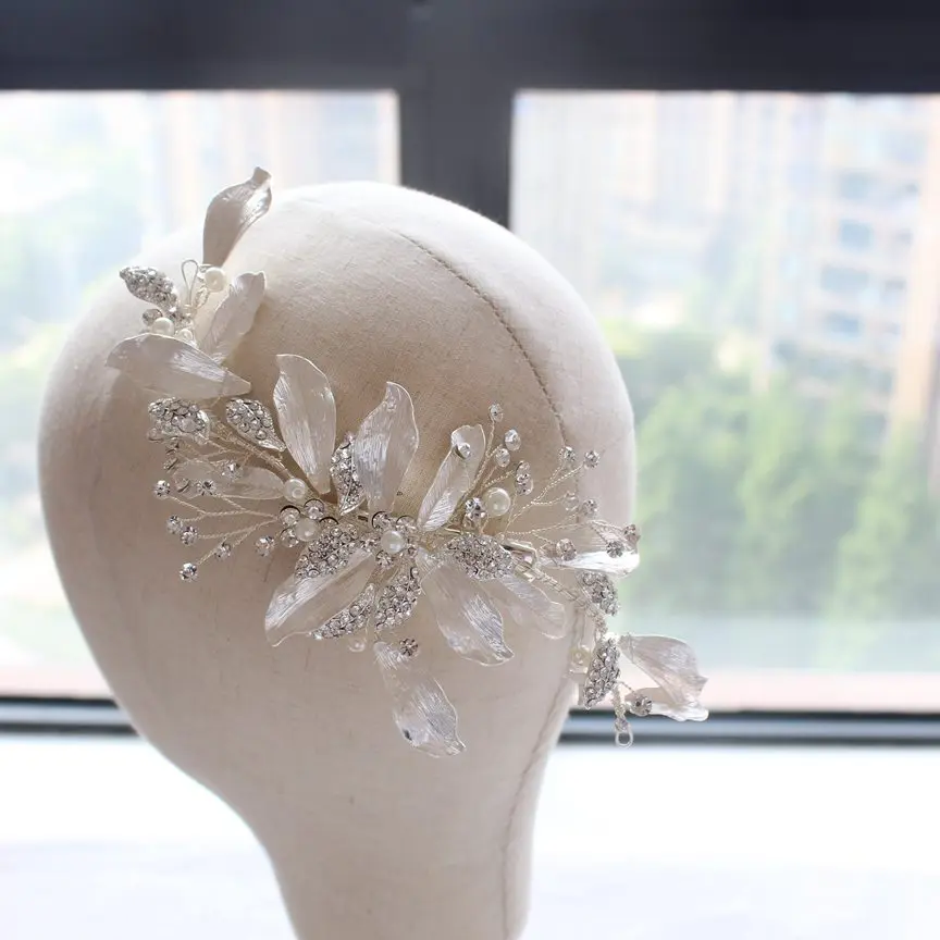 Специальная дизайнерская расческа для волос с цветком из белых листьев ручной работы Свадебный головной убор Тиара y tocados novia женские аксессуары