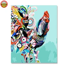 Красочный нож для курятины роспись густая масляная красным петух зеленый тройной вице картина по номерам самодельная картина маслом