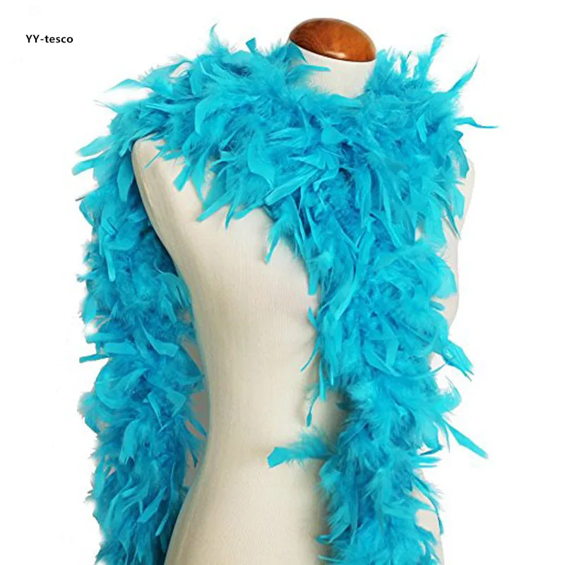 2 Meter blue fluffy Turkey Feather Boa About 40g skirt Trim for Party