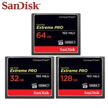 100% oryginalna karta pamięci SanDisk Extreme Pro 32GB 64GB 128GB kompaktowa karta Flash UDMA 7 szybka karta CF 160 MB/s dla kamery HD