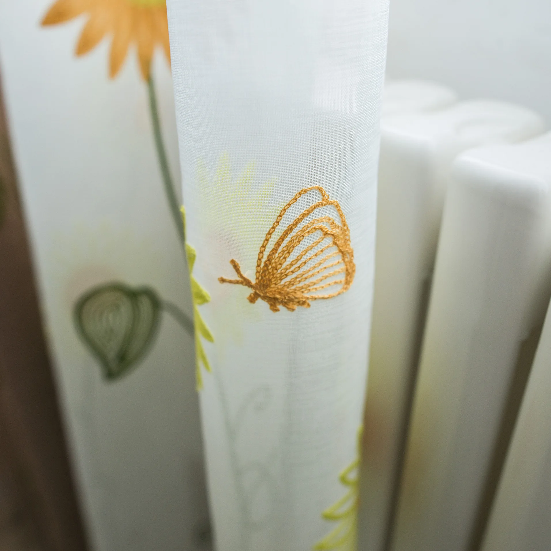 

Slow Soul Hope Modern Simple Embroidered Curtain Pastoral Cartoon Curtains For Living Room Tulle Bedroom Ready Made And Children