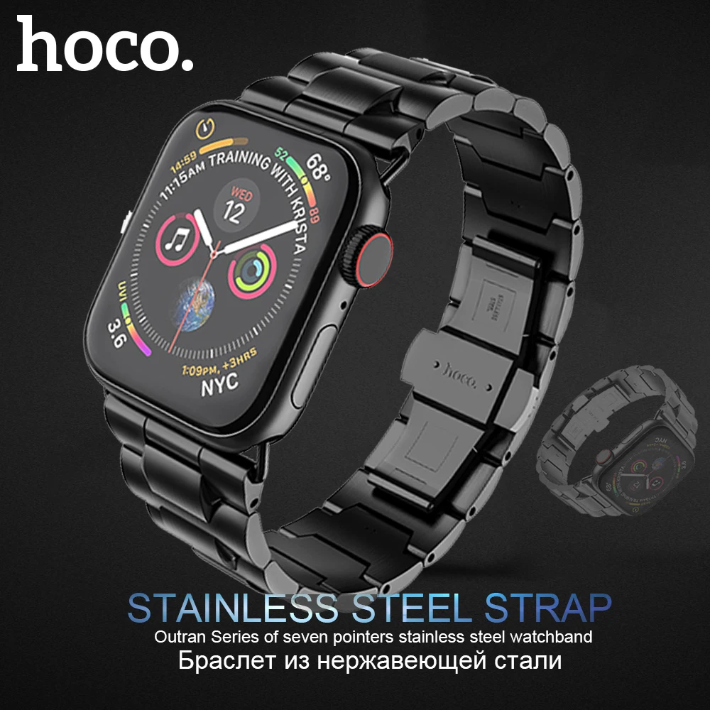

HOCO Brand Stainless Steel Strap for Apple Watch Series 1 2 3 4 Band Metal Butterfly Buckle Bracelet for iWatch 42/44mm 38/40mm